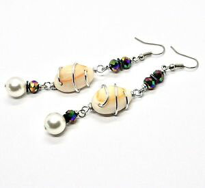 yzsAX@A~VFw}^Cgr[YOsAX@ohrringe das aluminium lang 8 cm mit muscheln hmatit und perlen synthetische