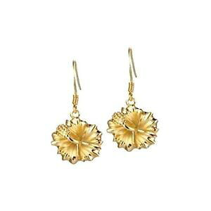 �y���������z�s�A�X�@�V���o�[�n���C�A���n�C�r�X�J�X�s�A�X�@silber 925 gelbes gold berzogener hawaiischer hibiskusblte lange ohrringe