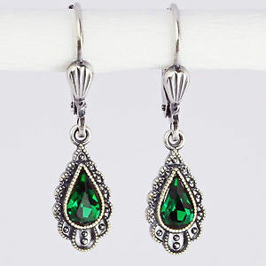 yzsAX@sAX@XtXL[NX^Vo[re[WO[Ghhbvgrevenkmper ohrringe swarovski kristall silber tropfen vintage grn emerald