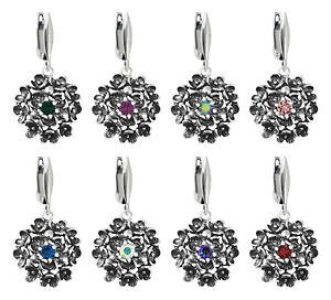 yzsAX@XtXL[X^[OVo[sAX@sterling silber blume form ohrringe gemacht mit 1088 chaton swarovski kristalle