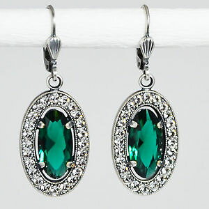 yzsAX@sAX@XtXL[NX^I[ore[WgO[Ghgrevenkmper ohrringe swarovski kristall oval pav vintage retro grn emerald