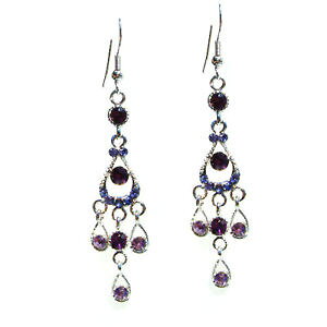 �y���������z�s�A�X�@�X�����t�X�L�[�N���X�^���n���K�[�s�A�X�@mit swarovski kristall ~ lila hochzeit brautjungfer hnger lange ohrringe