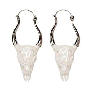 �y���������z�s�A�X�@�X�^�[�����O�V���o�[�o�b�t�@���[�s�A�X�@81stgeneration sterling silber knochen stammes bffel schdel lange ohrringe