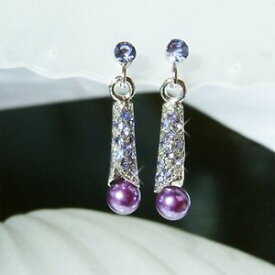 【送料無料】ピアス　スワロフスキークリスタルライラックパープルパールウエディングシェルドロップmit swarovski kristall ~ flieder lila perlentropfen ~ braut hochzeit muschel