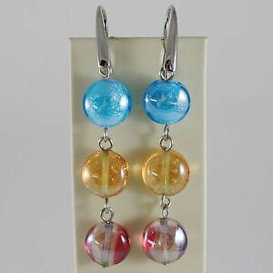 �y���������z�s�A�X�@�s�A�X�@�x�l�`�A�����m�K���X�����Yohrringe antica murrina venezia mit muranoglas, scheiben rot blau gelb