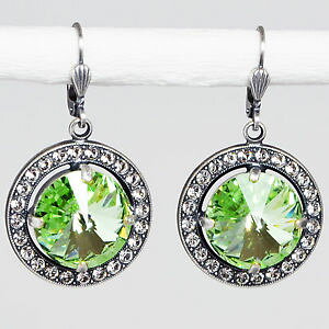 yzsAX@sAX@XtXL[NX^Ehre[Wgrevenkmper ohrringe swarovski kristall rund pav vintage grn chrysolite