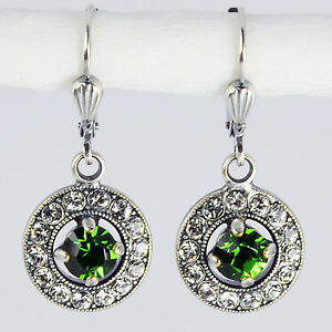 yzsAX@sAX@XtXL[NX^Ehre[WgO[[gO[grevenkmper ohrringe swarovski kristall rund pav vintage retro grn fern green