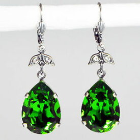 【送料無料】ピアス　ピアス　スワロフスキークリスタルシルバーリモートグリーンドロップgrevenkmper ohrringe swarovski kristall silber tropfen gro grn fern green