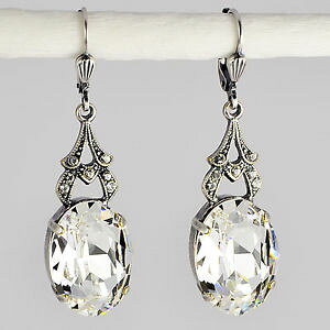 yzsAX@sAX@XtXL[NX^Vo[I[ore[WgNANX^grevenkmper ohrringe swarovski kristall silber oval vintage retro klar crystal