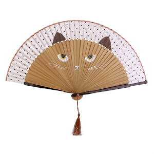 yzsAX@t@uE10xhandfaecher handgemalte karikatur katze klapp fan kawaii braun r6o2