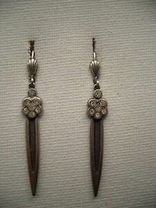 �y���������z�s�A�X�@�A�[���f�R�s�A�X�@art deco ohrhnger zierliche blume, altsilber, glnzende kristalle 1809