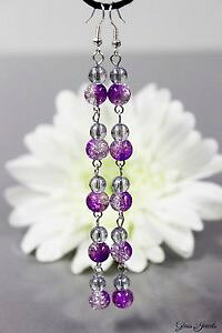 �y���������z�s�A�X�@�K���X�V���o�[�s�A�X�@�s�A�X�@�r�[�Y�p�[�v���o�C�I���b�g�p�[�e�Bglass jewels lange xxl silber ohrringe ohrhnger perlen lila violett party l073