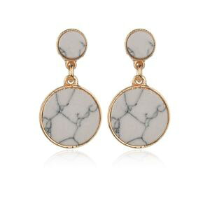 �y���������z�s�A�X�@�f�V���v�����E���h�_�u���T�[�N���s�A�Xas de58626 einfach double circle marmor ohrringe fur frauen zink legierung rund