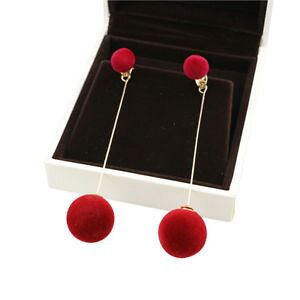 �y���������z�s�A�X�@�f�_�u���{�[���h���b�v�s�A�X�@as de67721 netter doppel pelz kugel tropfen ohrring fur frauen alloy