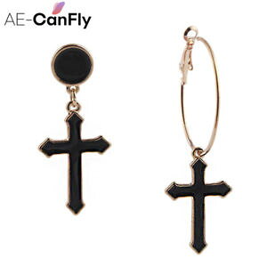�y���������z�s�A�X�@�f�u���b�N�N���X�G�i�����h���b�v�s�A�X�@as de67556 madchen schwarzes kreuz emaille tropfen ohrringe fur frauen zink leg