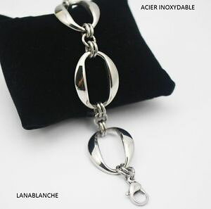 �y���������z�l�b�N���X�@�u���X���b�g�`�F�[���X�e�����X�X�`�[��nouveau bracelet chaine ovale acier inoxydable 19cm5 neuf