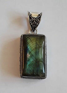 �y���������z�l�b�N���X�@�N���G�C�V�����V���o�[agnes creations joli pendentif femme en argent 925 orn labradorite rectangle