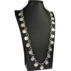 �y���������z�l�b�N���X�@�V���o�[���[�}�x���`���[�����O�l�b�N���Xstupfiant couleur argent romain monnaie pendentif breloque belcher long collier