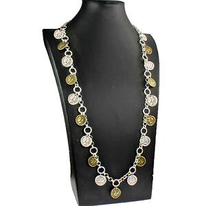 yzlbNX@[}J[y_gx`[OlbNXargent et cuivre couleur romain monnaie pendentif breloque belcher long collier