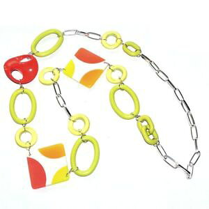 �y���������z�l�b�N���X�@�l�b�N���X�I���W�i���t�@���^�W�[�I�����Wcollier sautoir fantaisie original plaqu argent rsine vert orange bijou