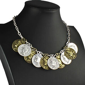yzlbNX@[}x`[lbNXargent amp; cuivre couleur grand romain pice pendentif breloque belcher collier