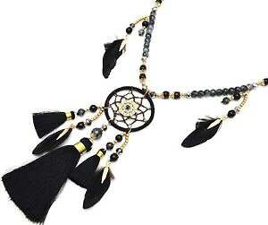 �y���������z�l�b�N���X�@�K���X�L���b�`�r�[�Y�l�b�N���Xcl2192f sautoir collier perles verre avec attraperves plumes et pompons n