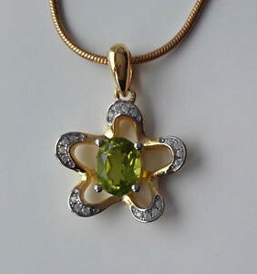 yzlbNX@NGCVyhbgO[WRVo[Avy_gagnes creations mignon pendentif fleur orn pridot vert zircon argent 925 amp; or