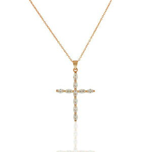 �y���������z�l�b�N���X�@�S�[���h�W���R�j�E���N���X���[�Yen argent sterling 925 ton or rose oxyde de zirconium ovale croix religieux