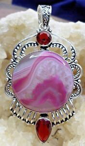 yzlbNX@Vo[y_gK[lbgypendentif argent 925, agate et quartz grenat pen85