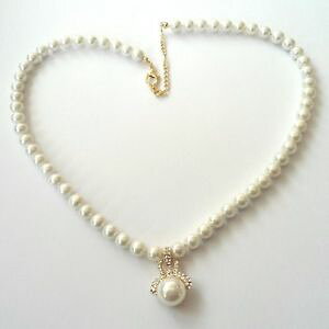 �y���������z�l�b�N���X�@���h�i�y����collana colore oro donna 1 filo perle bianche perla pendente e zirconi 2 h