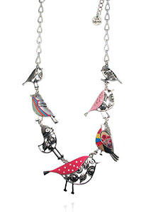 yzlbNX@lbNXsNlol bijoux collier cocorico ribambelle doiseaux rose et argent
