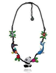 �y���������z�l�b�N���X�@�N�����v�p���_lol bijoux collier au pays des pandas arc en ciel poissons chine