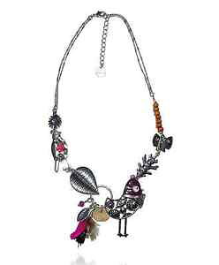 �y���������z�l�b�N���X�@�l�b�N���X�i�Xlol bijoux collier oiseau picoti picota plume aubergine