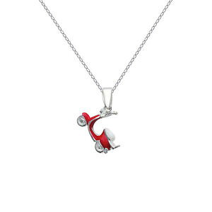 �y���������z�l�b�N���X�@�\���b�h�V���o�[�N���b�vcollier vespa rouge en argent massif longueur au choix 45cm ou 50cm