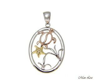 yzlbNX@X^[OVo[nCAgR[en argent sterling 925 tricolore hawaen honu tortue toile de mer oval