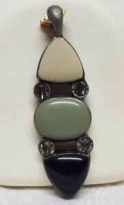 【送料無料】ネックレス スモーククリスタルセルロイドグリーンベージュブラックancien bijou pendentif tain cristal fum rsine ou celluloid beige vert noir t