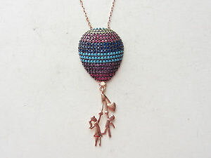 yzlbNX@X^[OVo[^[RCYTt@CA|g{k[NbvsNS[hor rose en argent sterling 925 saphir turquoise baloon porte bonheur collier