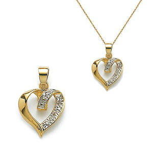 �y���������z�l�b�N���X�@�S�[���h�W���R�j�E���t�@�C���W���G���[pendentif amour femme coeur en plaqu or 18ct et zirconium neuf beaux bijoux