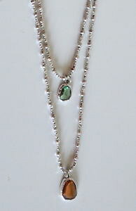 �y���������z�l�b�N���X�@�o�b�N�q���R���N���X�^�������Sdos collar largo de hilo algodn, con colgante de crystal, hecha a mano