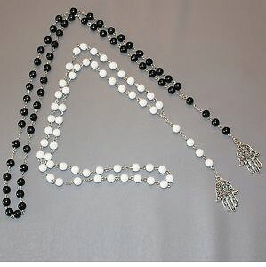 【送料無料】ネックレス ハンドクランプバッチlot de 2 chapelet sautoir collier main de fatma kamsa 78cm noir blanc neuf