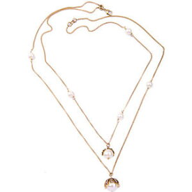 【送料無料】ネックレス　パッドエンドランクゴールデンカラーcollier dor mi long pendantif pav perle fin deux rang 2 en 1 original myl2