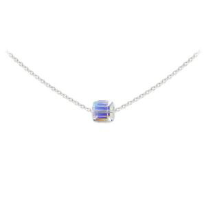 �y���������z�l�b�N���X�@�V���o�[�L���[�u�X�����t�X�L�[�G�������g�N���X�^��collier ras de cou argent 925 cube 6mm swarovski element crystal ab