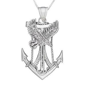 �y���������z�l�b�N���X�@�A���J�[�C�[�O���y���_���g�A�����J�Z���`�{�b�N�X�C�^���Aargent sterling ancre avec aigle pendentif, fait aux usa, 457cm italien bote