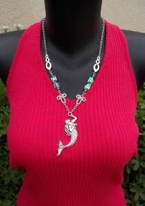 �y���������z�l�b�N���X�@�R���A�[�X�����t�X�L�[�N���X�^���`�F�[��collier pendentif sirne avec cristal swarovski iris, chaine acier chirurgical