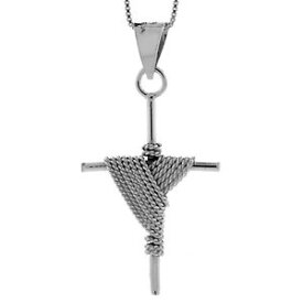 【送料無料】ネックレス　スターリングシルバーワイヤークロスチューブイタリアargent sterling recouvert de fil fer tube croix 3d pendentif,457cm italien