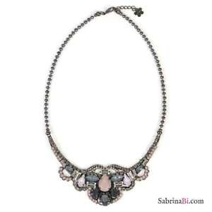【送料無料】ネックレス ビアンコロマンティカローザアンティbianco bijoux collana girocollo romantica cristalli rosa antico e grigio