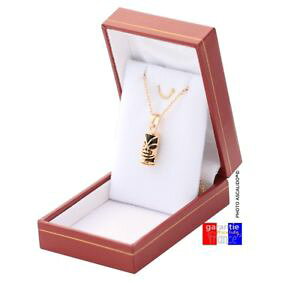 �y���������z�l�b�N���X�@�|���g�{�k�[���S�[���h�`�F�[���{�b�N�Xpendentif amulette porte bonheur petit tiki plaqu or avec chaine 45 50 boite
