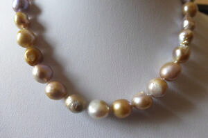 �y���������z�l�b�N���X�@�}���`�J���[�o���b�N�N���b�vcollier de perles de culture baroques multicolores