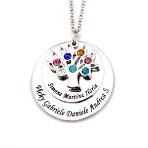 �y���������z�l�b�N���X�@���C�t�{�b�N�X�J�X�^���N���b�v�c���[collier personnalis arbre de vie 7 prnoms cret cadeau lamp;d