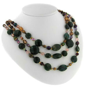yzlbNX@gvp[XghNbvvritable mousse agate perl triple strand cuivre collier